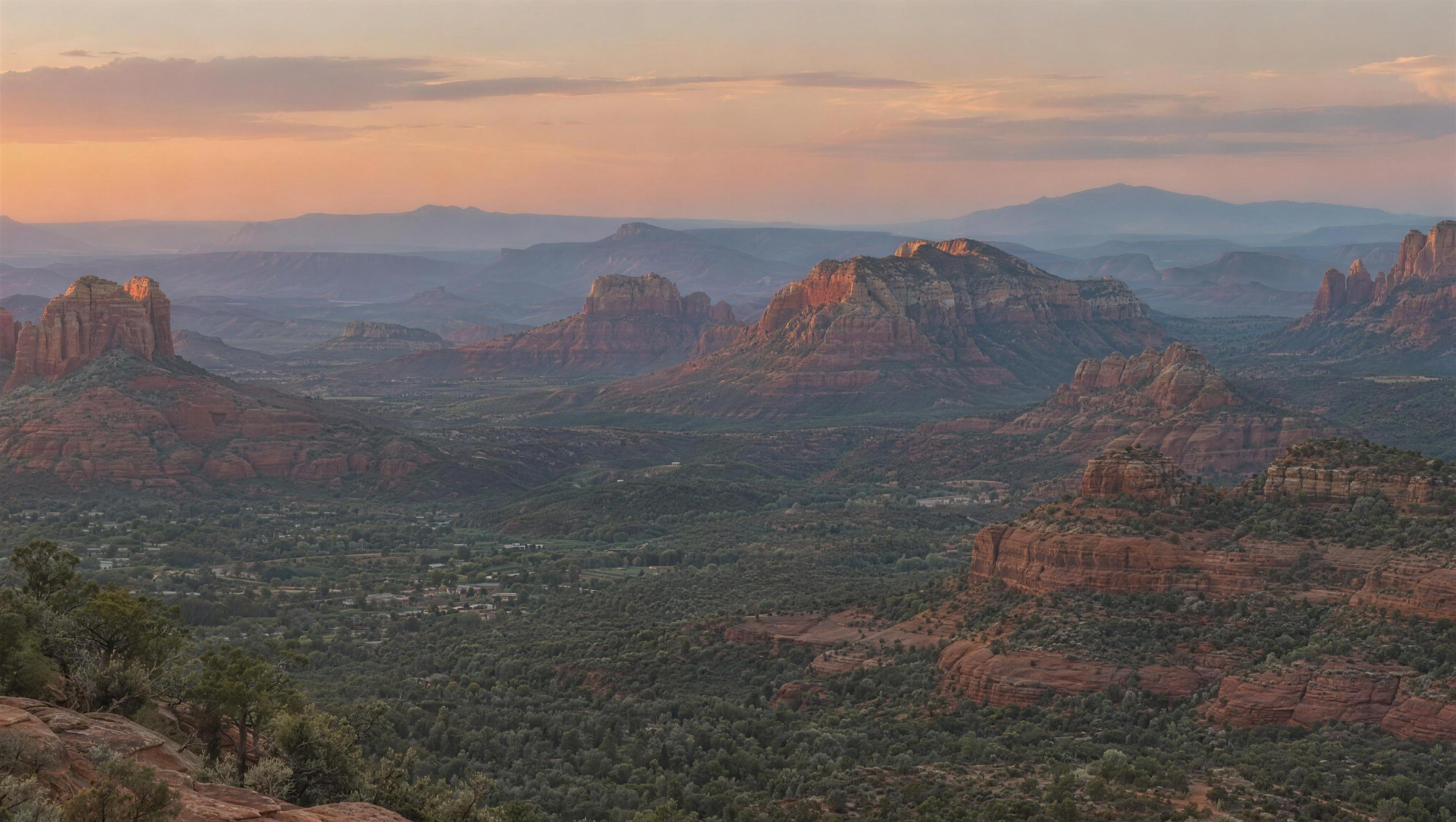 The Sedona valley at dusk